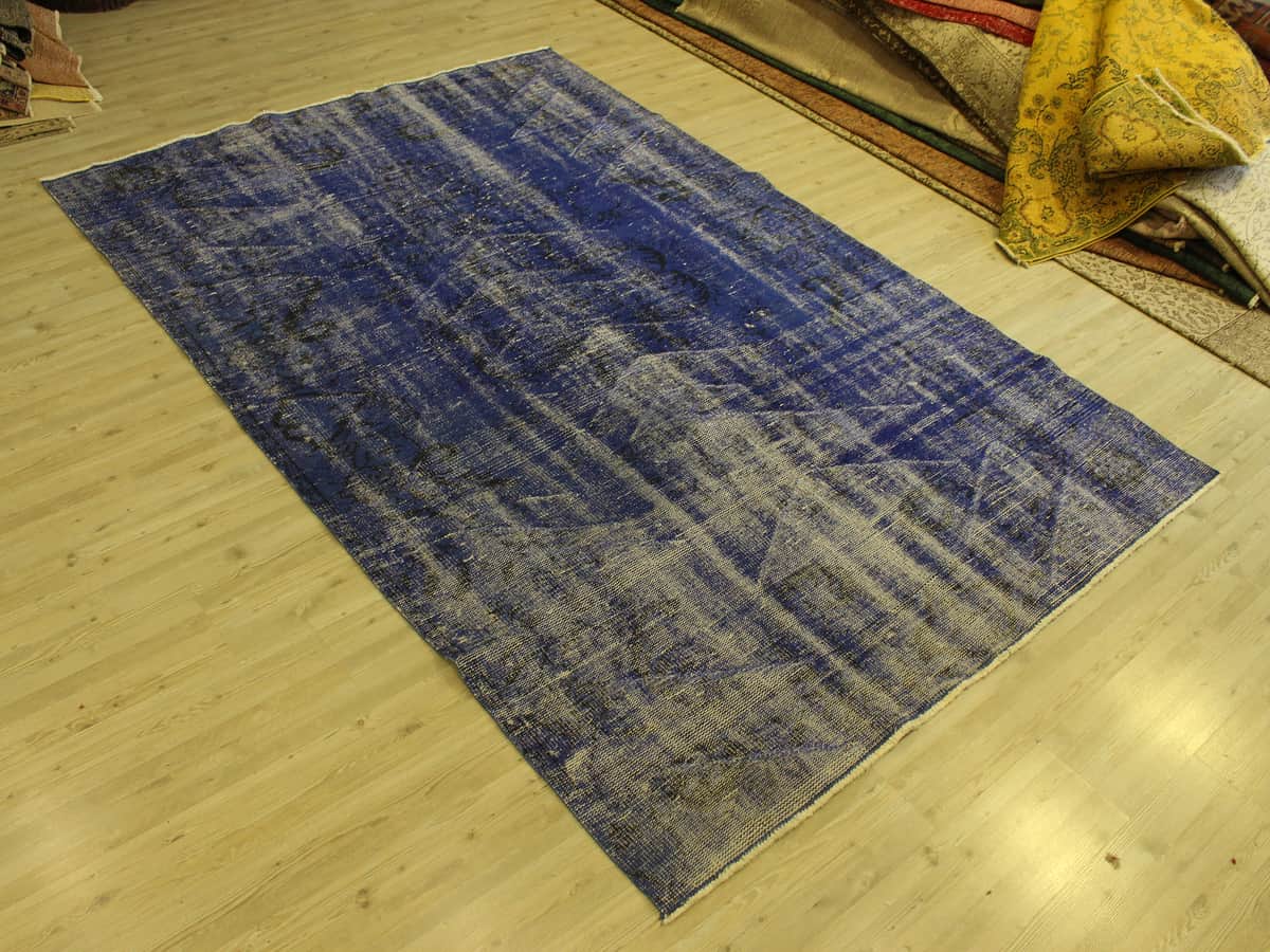 Vintage Distressed Hand-Knotted Rug, vintage rug, Handmade, hand-knotted wool, cotton & silk, size 167 × 254 cm, from Bursa