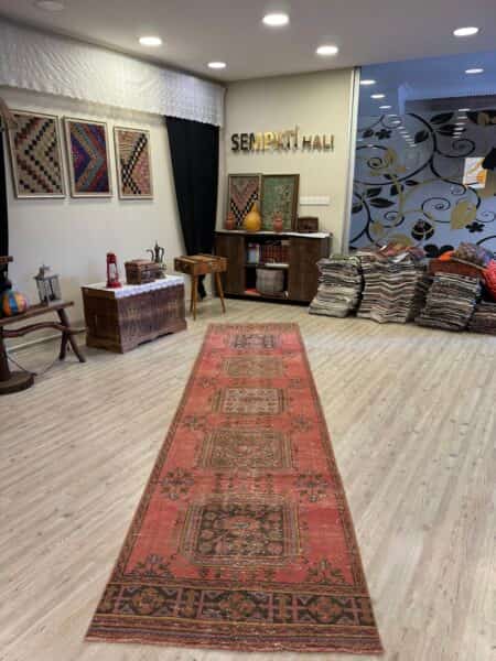 Handmade Anatolian Rug, Handmade rug, wool, cotton & silk wool/weave, size 95 × 370 cm, from Gördes, SKU 10461
