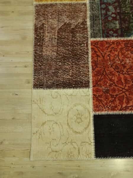 Vintage-Style Handwoven Patchwork Rug, detail view 2, handmade rug, SKU 6509