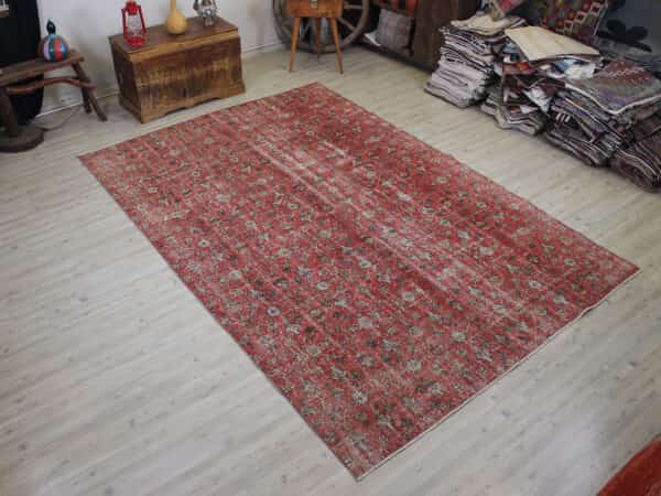 Vintage Handmade Rug, Distressed, Handmade rug, wool & cotton wool/weave, size 203 × 303 cm, from Anatolia, SKU 10540