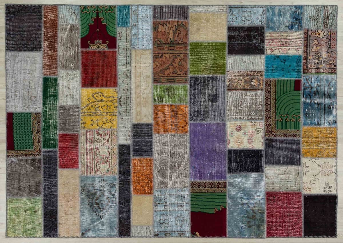 A Unique and Beautiful Handcrafted Patchwork Rug, vintage rug, Handmade, hand-knotted wool & silk, size 160 × 230 cm, from Cappadocia