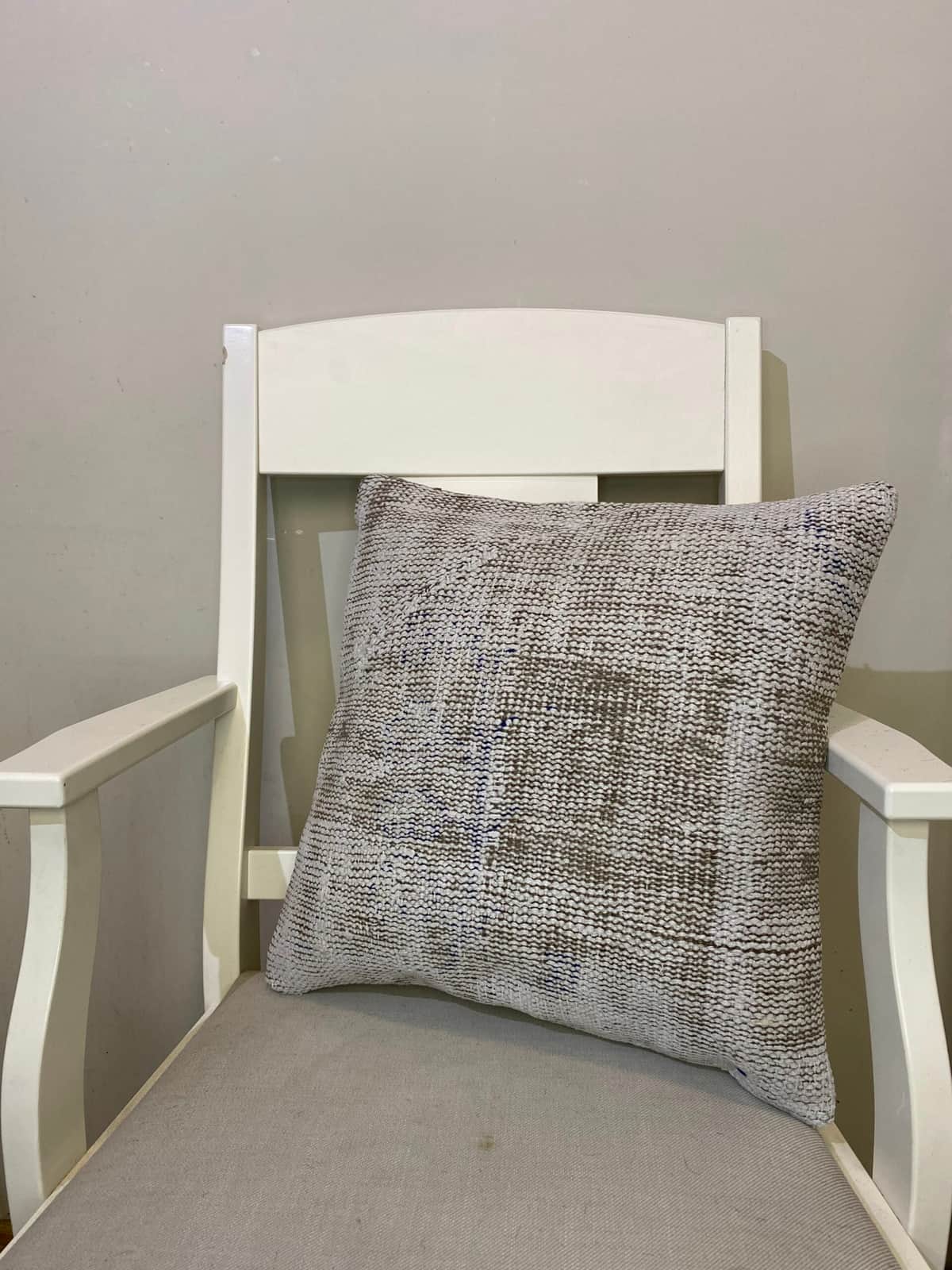 Hand-Woven Pillowcase, vintage rug, Kilim, hand-knotted wool, cotton & silk, size 45 × 45 cm, from Antalya