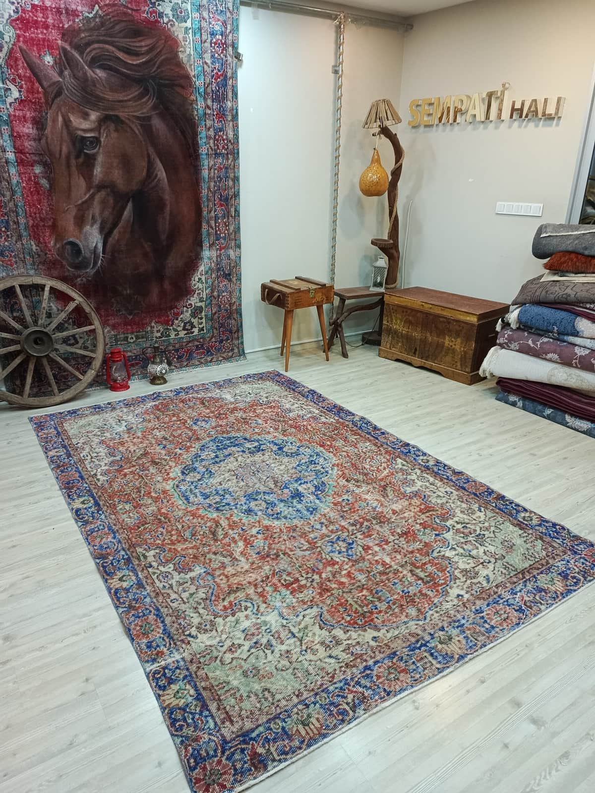 Vintage Handwoven Natural Rug, vintage rug, Handmade, hand-knotted wool, cotton & silk, size 182 × 278 cm, from Anatolia