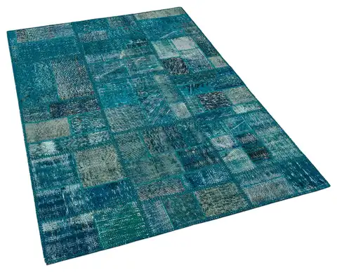 Handmade Distressed Patchwork Rug, Handmade rug, wool & silk wool/weave, size 120 × 180 cm, from Cappadocia, SKU 5992