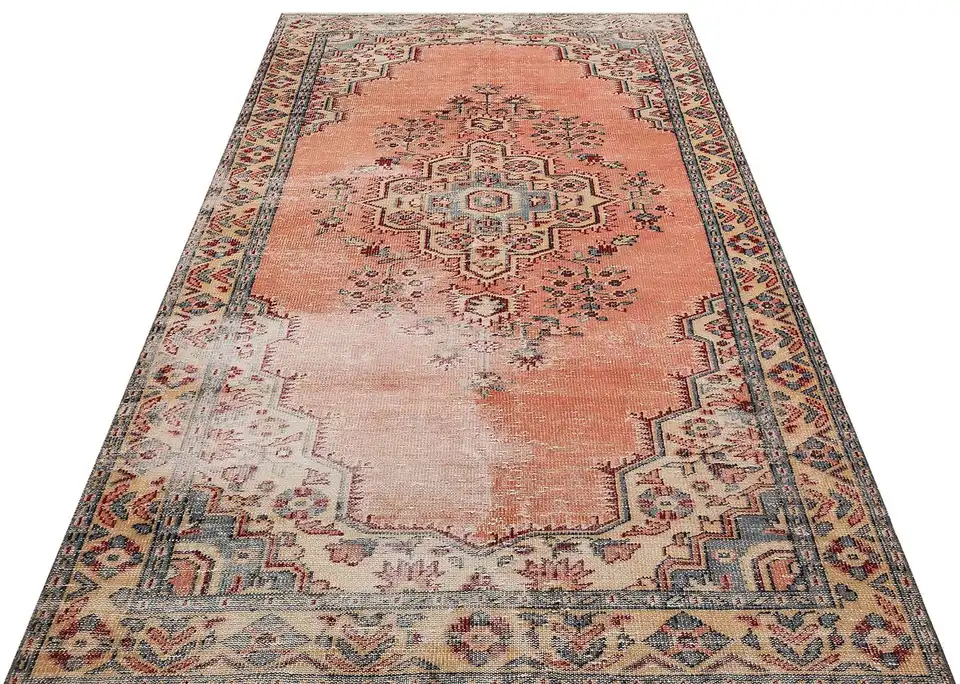 Hand-Woven Wool Vintage Rug, Handmade rug, wool & cotton wool/weave, size 158 × 270 cm, from Milas, SKU 9480