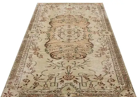 Unique Anatolian Vintage Distressed Hand-Woven Rug, Machine rug, wool & cotton wool/weave, size 137 × 229 cm, from Anatolia, SKU 9598