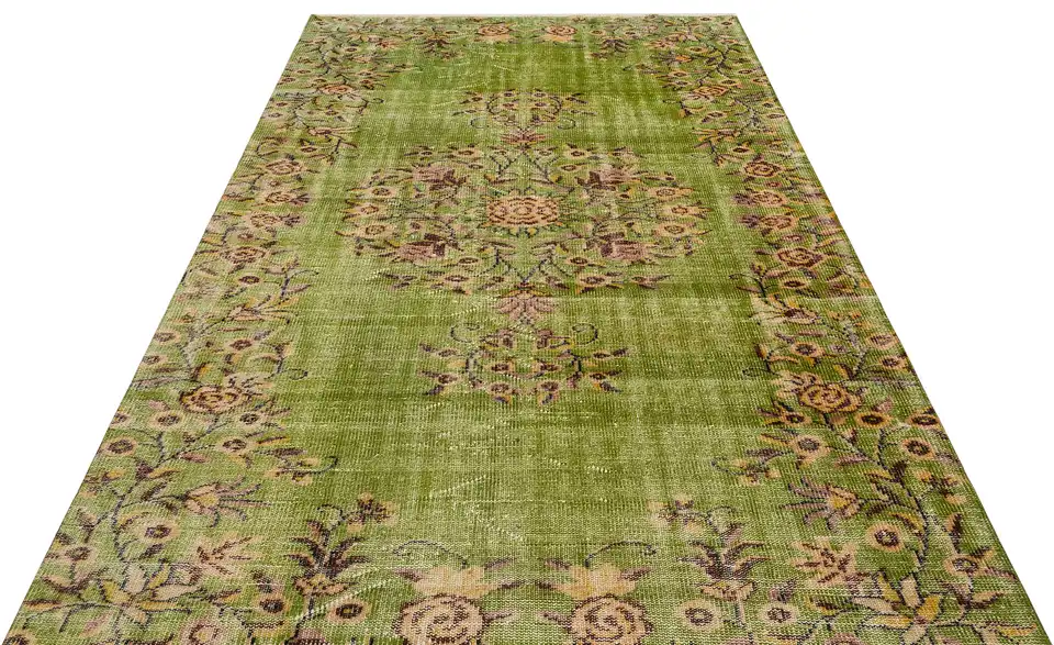 Anatolian Vintage Distressed Hand-Woven Rug in Unique Colors and Patterns, Handmade rug, wool, cotton & silk wool/weave, size 175 × 264 cm, from Antalya, SKU 9666