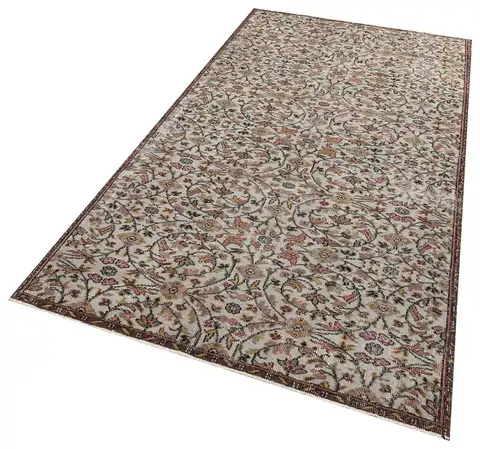 Anatolian-Patterned Distressed Rug, Handmade rug, cotton wool/weave, size 140 × 264 cm, from Ladik, SKU F1254