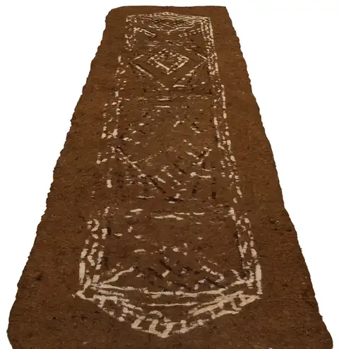 Distressed Vintage Rug, Handmade rug, wool & silk wool/weave, size 124 × 327 cm, from Manisa, SKU 9882