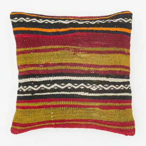 Hand-Woven Pillowcase, Kilim rug, silk wool/weave, size 40 × 40 cm, from Kayseri, SKU 13658