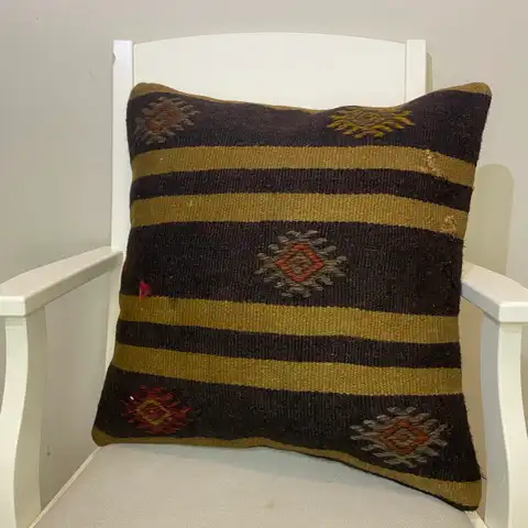 Hand-Woven Pillowcase, Kilim rug, wool & cotton wool/weave, size 50 × 50 cm, from Sivas, SKU 368