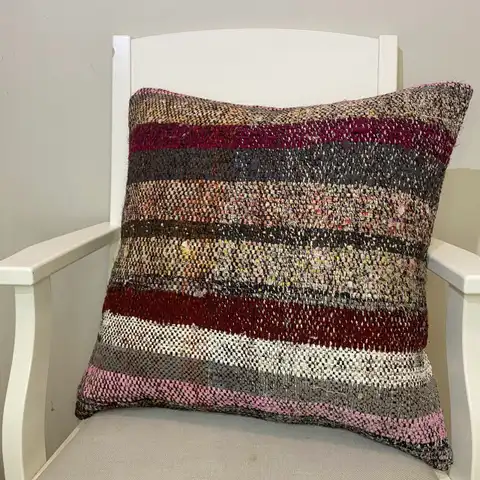 Hand-Woven Pillowcase, Kilim rug, wool & cotton wool/weave, size 50 × 50 cm, from Hereke, SKU 375