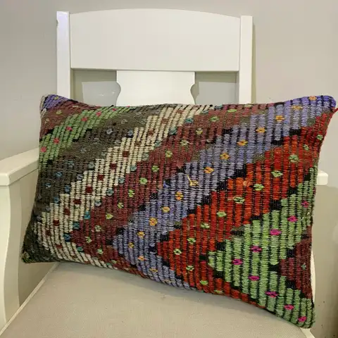 Handwoven Pillowcase, Kilim rug, wool & cotton wool/weave, size 40 × 60 cm, from Cappadocia, SKU 523