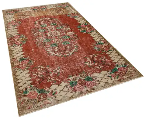 Distressed Vintage Rug, Handmade rug, wool & cotton wool/weave, size 162 × 273 cm, from Antalya, SKU 10417