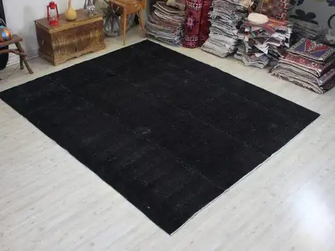 Distressed Hand-Woven Wool Vintage Rug, Handmade rug, wool & cotton wool/weave, size 255 × 303 cm, from Anatolia, SKU 10626