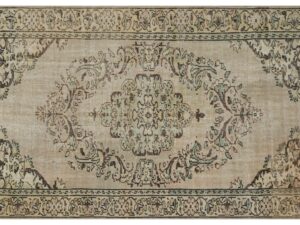 Bej Klasik Vintage El Dokuma Eskitme Halı 154x287   Model : 2714