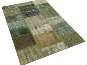 Klasik Modern Patchwork Eskitme El Dokuma Halı 120 x 180 cm 5889