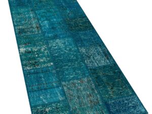 El Yapımı Patchwork Mavi Yolluk Halı 80 x 250 cm 5953