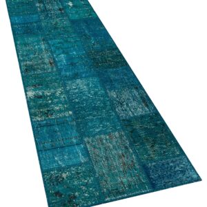El Yapımı Patchwork Mavi Yolluk Halı 80 x 250 cm 5953