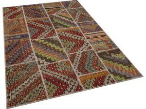 Patchwork El Dokuma Eskitme Halı 160 x 230 cm 6079
