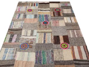 Özel Patchwork Eskitme El Dokuma Halı  141 x 197 cm 6110