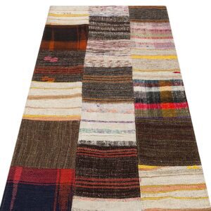 Gerçek El Dokuma Eskitme Patchwork Halı  82 x 158 cm 6112