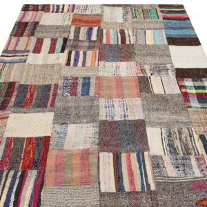 Gerçek El Dokuma Eskitme Patchwork Halı  169 x 222 cm 6134