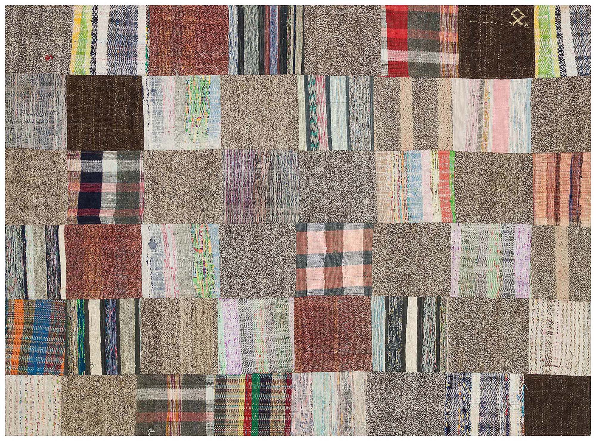 Klasik Modern Patchwork Eskitme El Dokuma Halı 170 x 232 cm 6136 - Görsel 3