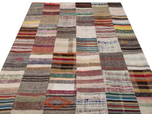 Gerçek El Dokuma Eskitme Patchwork Halı 169 x 232 cm 6139