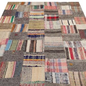 Özel Patchwork Eskitme El Dokuma Halı  167 x 214 cm 6150
