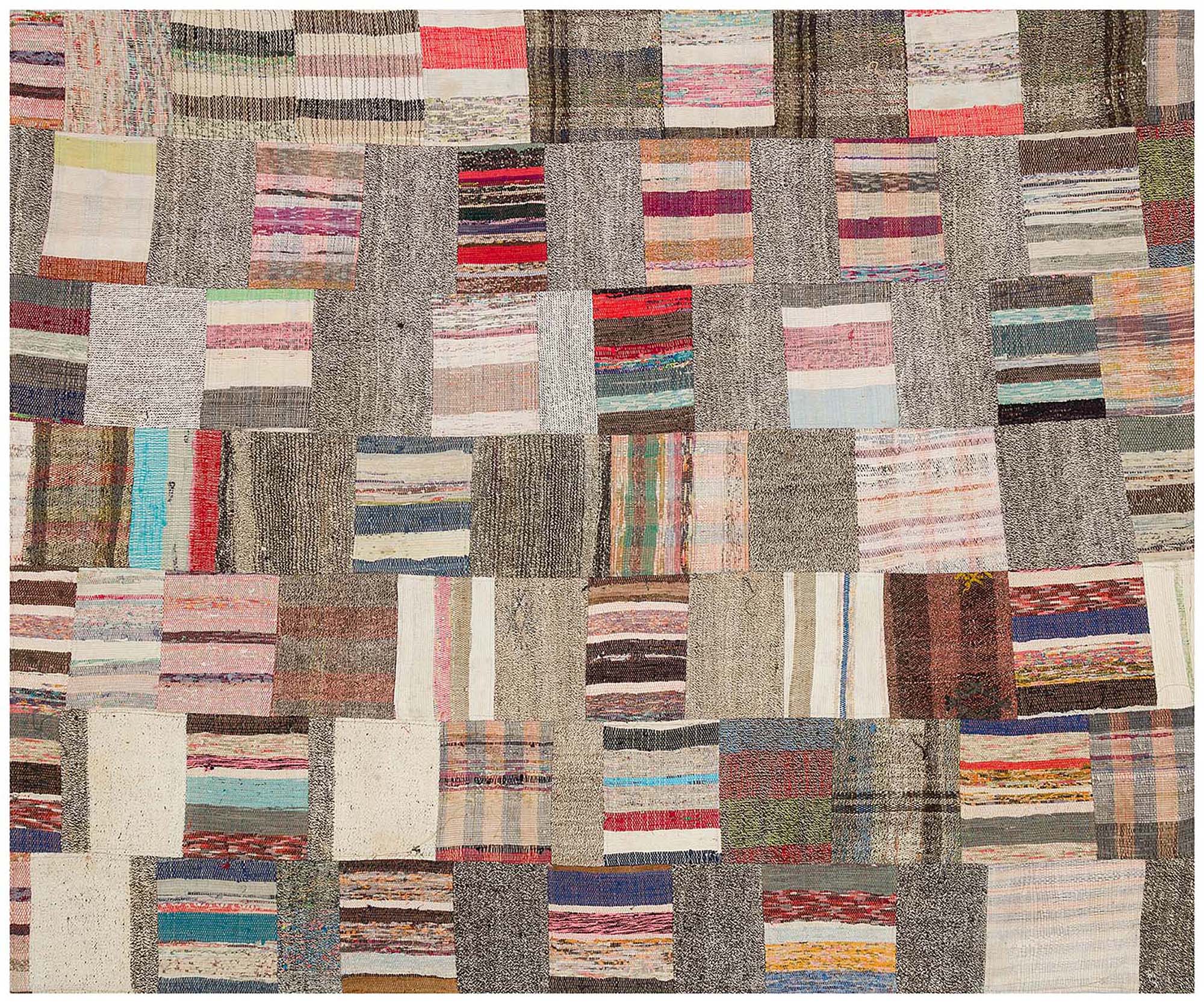 Gerçek El Dokuma Eskitme Patchwork Halı 198 x 241 cm 6151 - Görsel 3