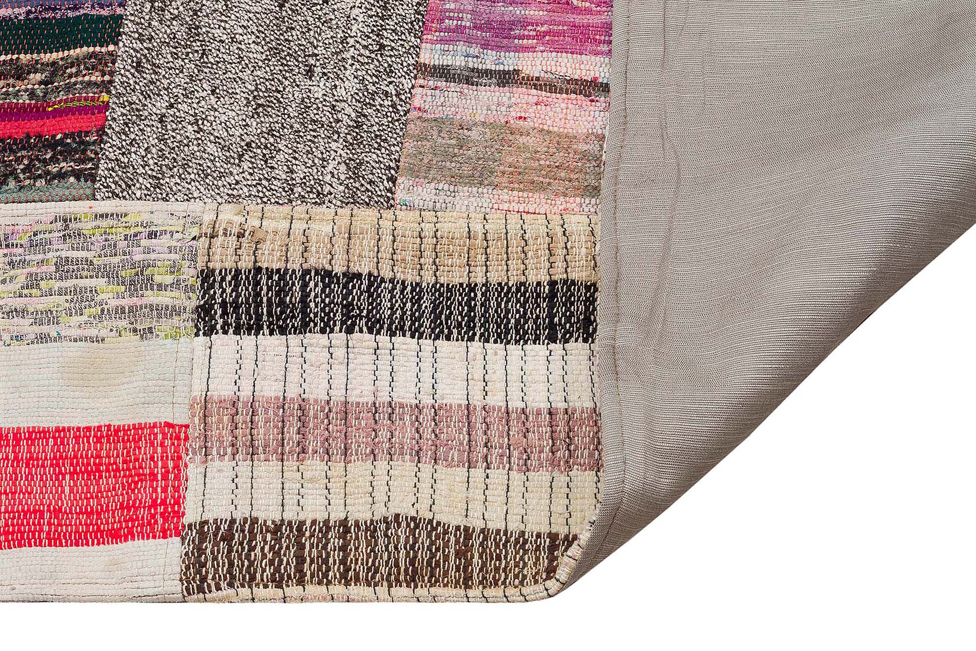 Gerçek El Dokuma Eskitme Patchwork Halı 198 x 241 cm 6151 - Görsel 2