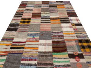 Klasik Modern Patchwork Eskitme El Dokuma Halı  203 x 303 cm 6153
