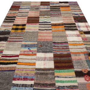 Klasik Modern Patchwork Eskitme El Dokuma Halı  203 x 303 cm 6153