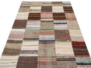 Eşsiz Anadolu Patchwork Eskitme El Dokuma Halı  142 x 201 cm 6155