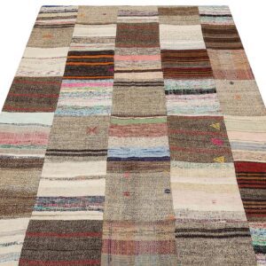 Eşsiz Anadolu Patchwork Eskitme El Dokuma Halı  142 x 201 cm 6155