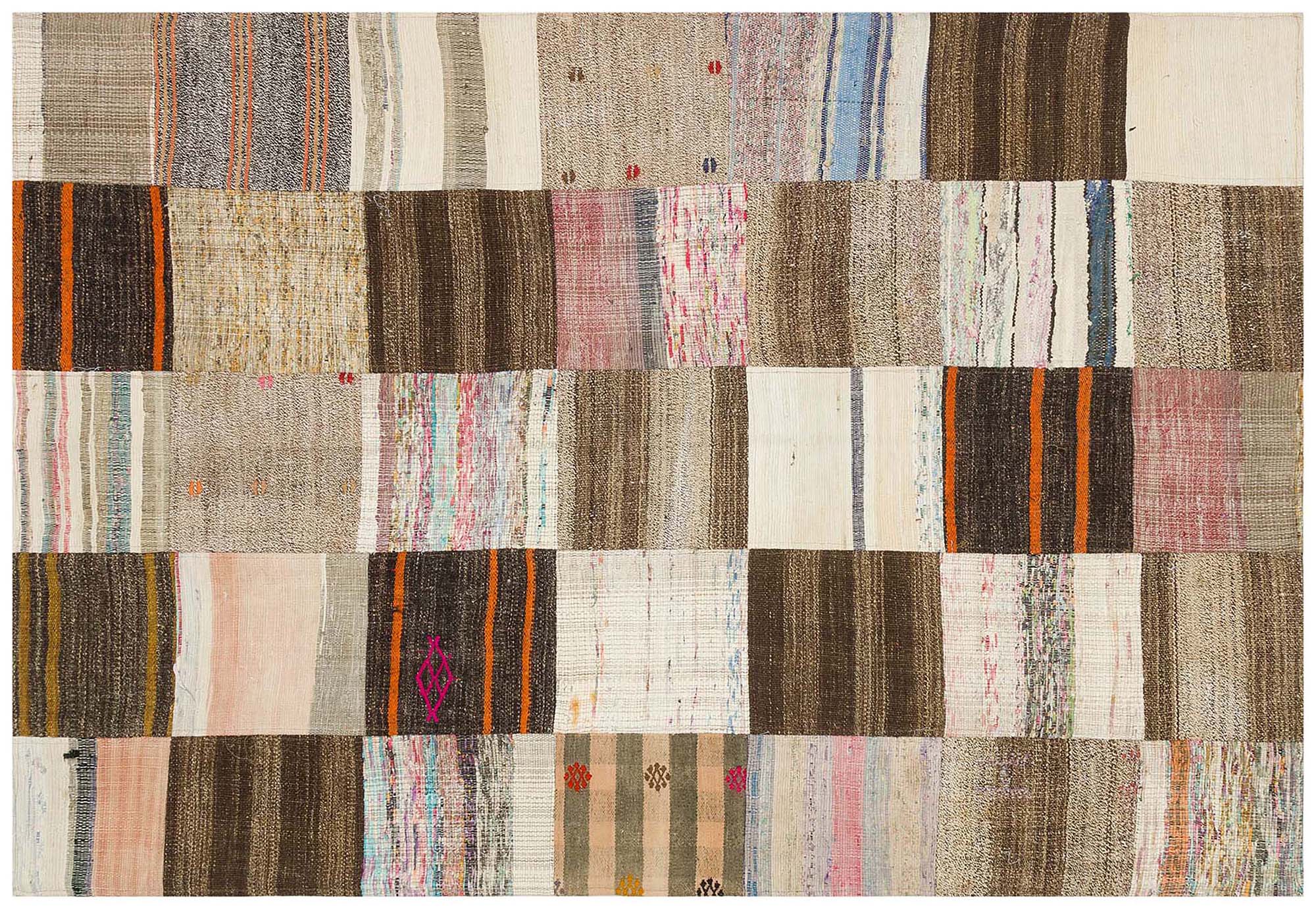 Eşsiz Anadolu Patchwork Eskitme El Dokuma Halı 140 x 203 cm 6161 - Görsel 4