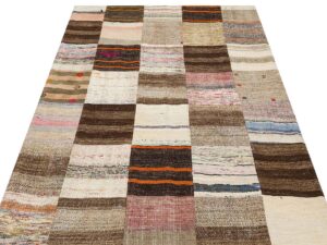 Eşsiz Anadolu Patchwork Eskitme El Dokuma Halı 140 x 203 cm 6161