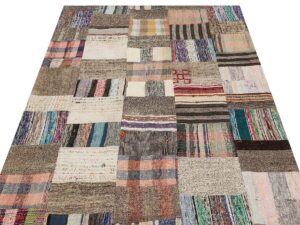 Klasik Modern Patchwork Eskitme El Dokuma Halı  141 x 197 cm 6162