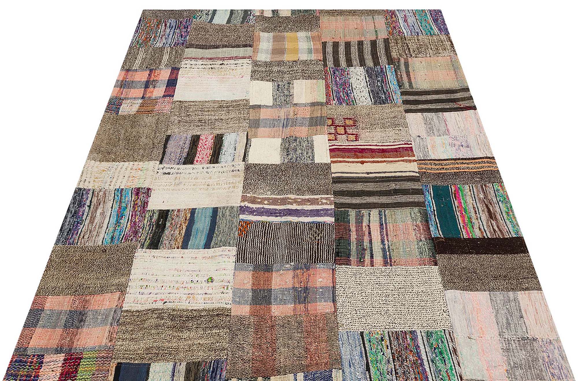 Klasik Modern Patchwork Eskitme El Dokuma Halı  141 x 197 cm 6162