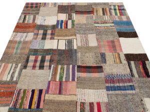 Klasik Modern Patchwork Eskitme El Dokuma Halı  170 x 210 cm 6178
