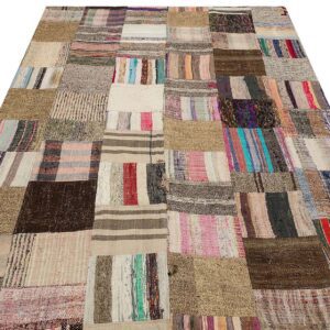 Gerçek El Dokuma Eskitme Patchwork Halı  170 x 231 cm 6179
