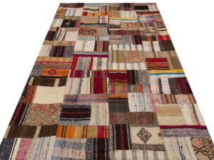 Klasik Modern Patchwork Eskitme El Dokuma Halı 155 x 243 cm 6184