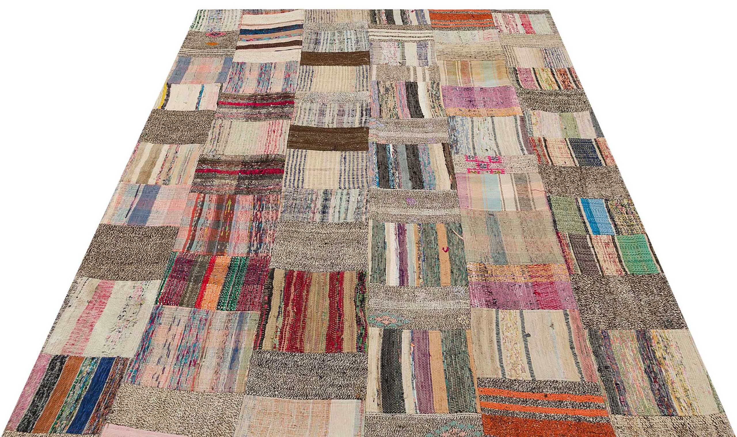 Eşsiz Anadolu Patchwork Eskitme El Dokuma Halı  168 x 213 cm 6187