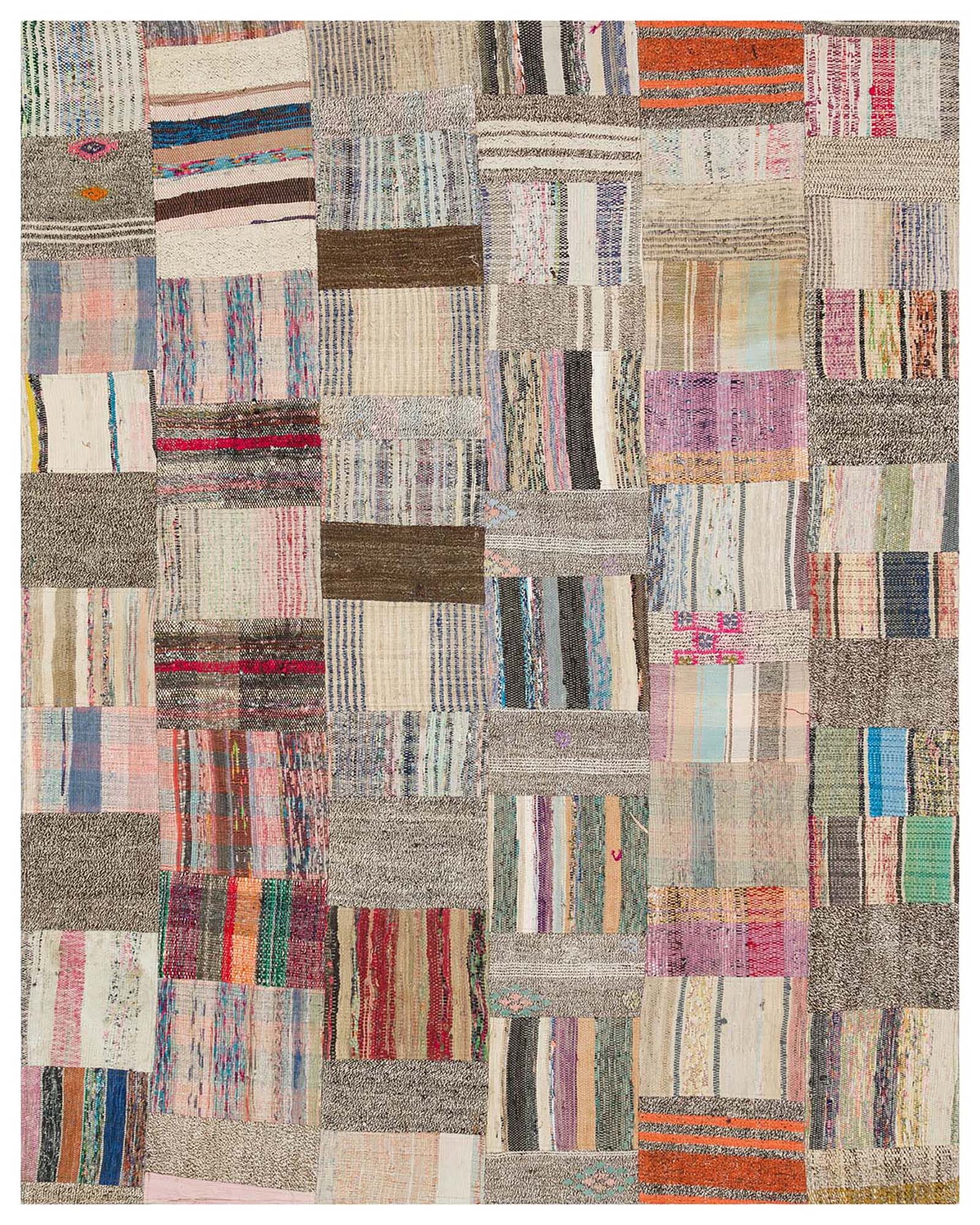 Eşsiz Anadolu Patchwork Eskitme El Dokuma Halı 168 x 213 cm 6187 - Görsel 5