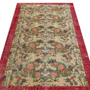 Eşsiz Anadolu Vintage Eskitme El Yapımı  Halı 114 x 203 cm 9053