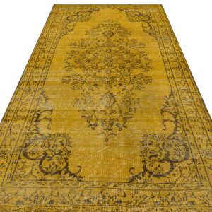 Eşsiz Anadolu Vintage Eskitme El Yapımı Sarı Halı 160 x 292 cm 9122