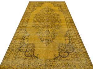 Eşsiz Anadolu Vintage Eskitme El Yapımı Sarı Halı 160 x 292 cm 9122