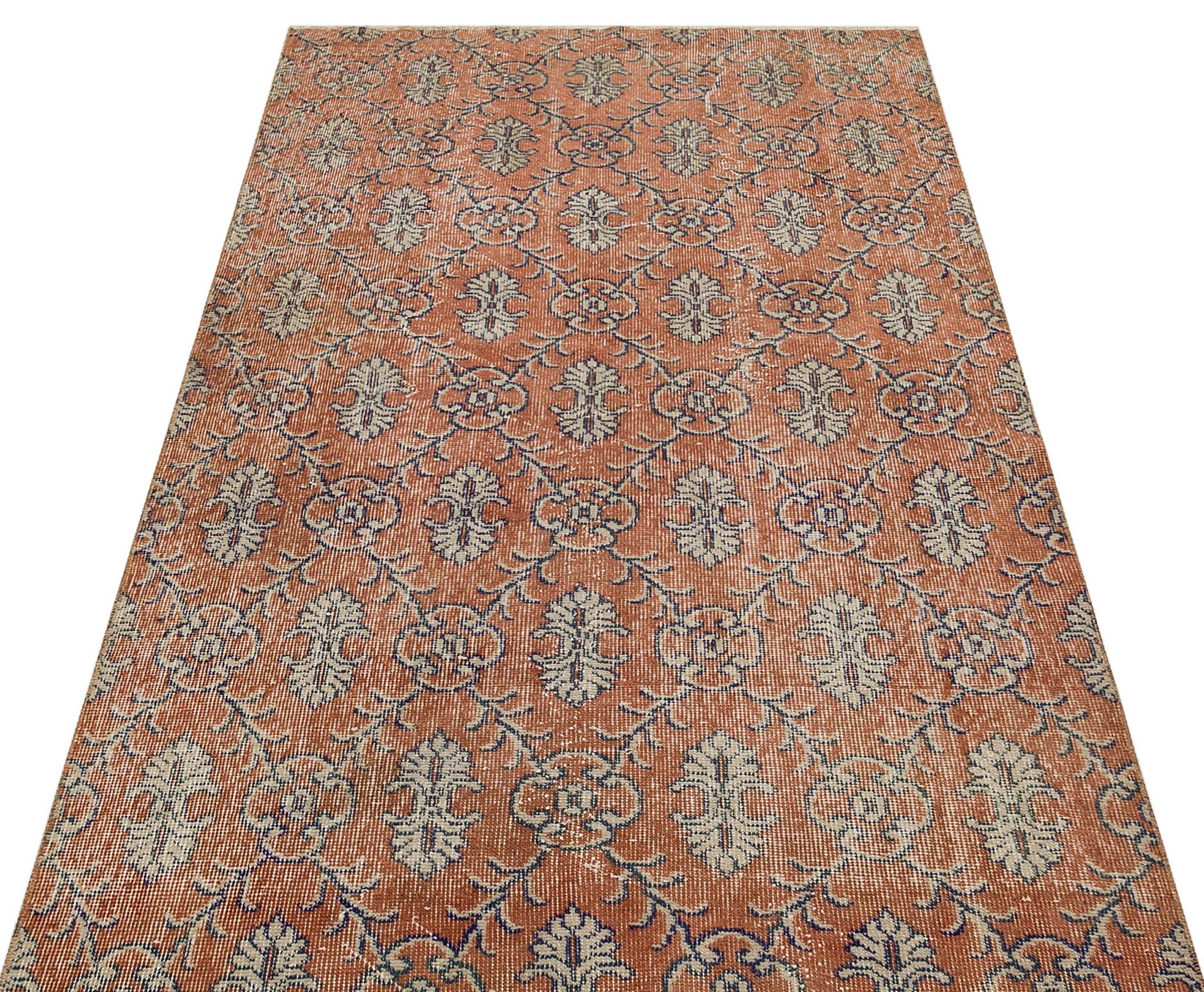 Klasik Modern Vintage Eskitme El Yapımı  Halı 114 x 200 cm 9189