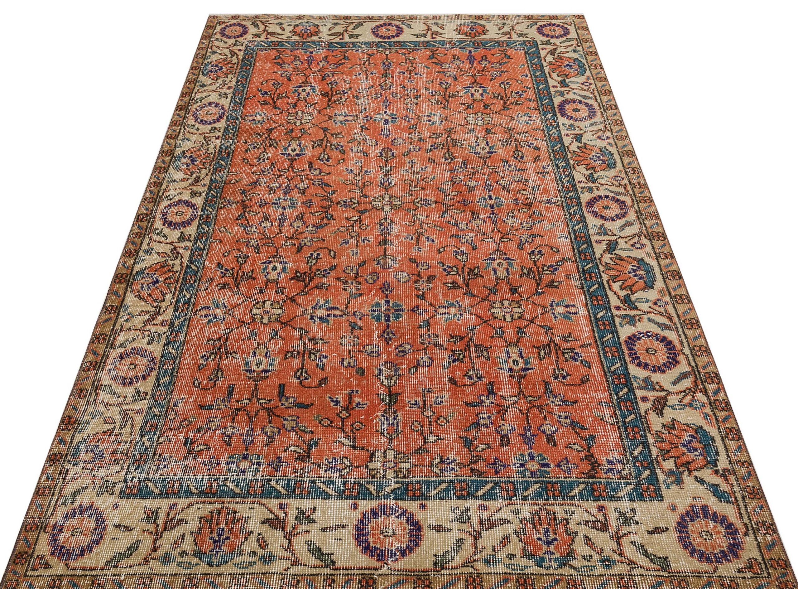 Eşsiz Anadolu Vintage Eskitme El Yapımı  Halı 136 x 228 cm 9213